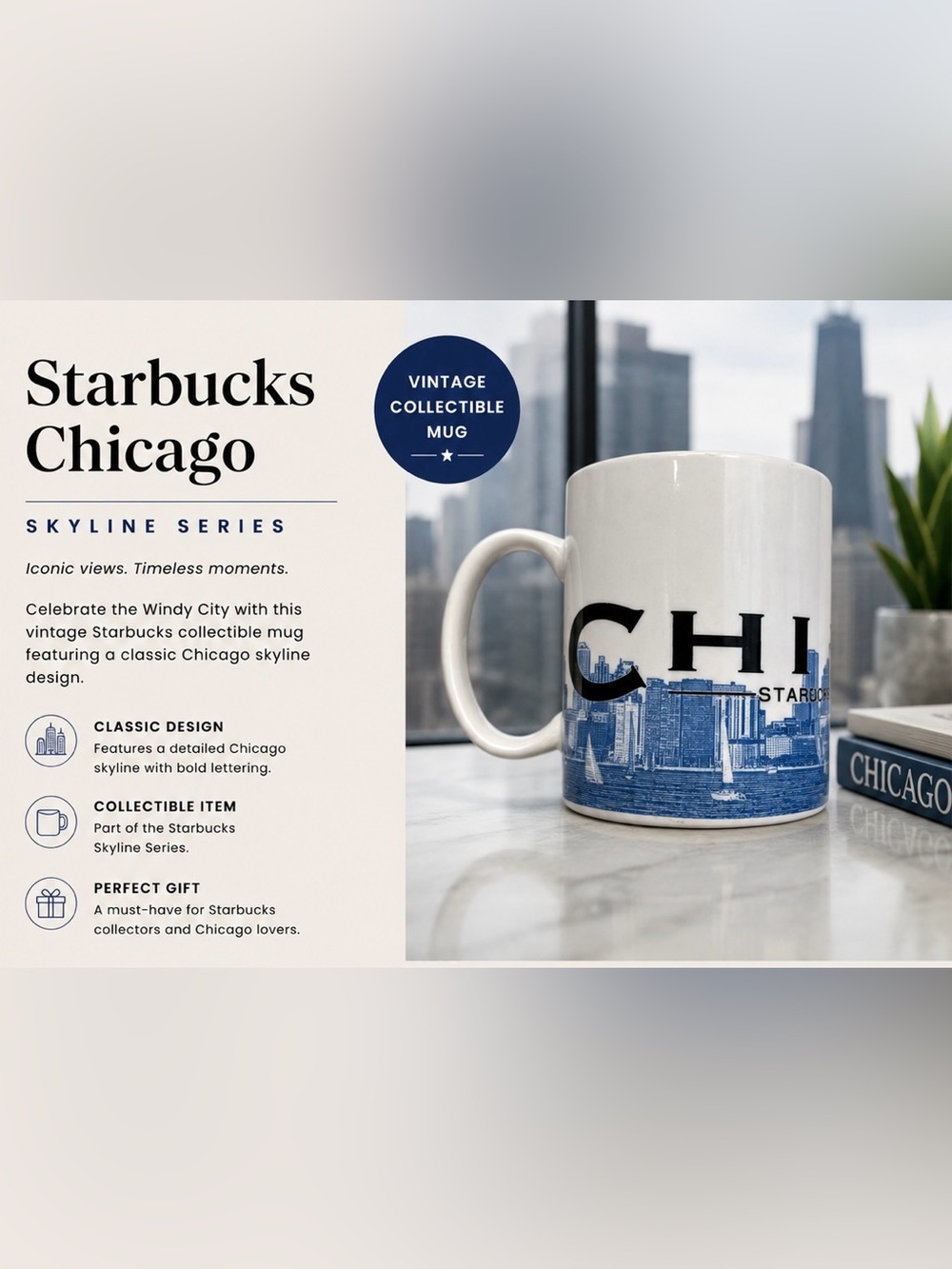 Vintage Starbucks Chicago Skyline Series One Collectible Mug